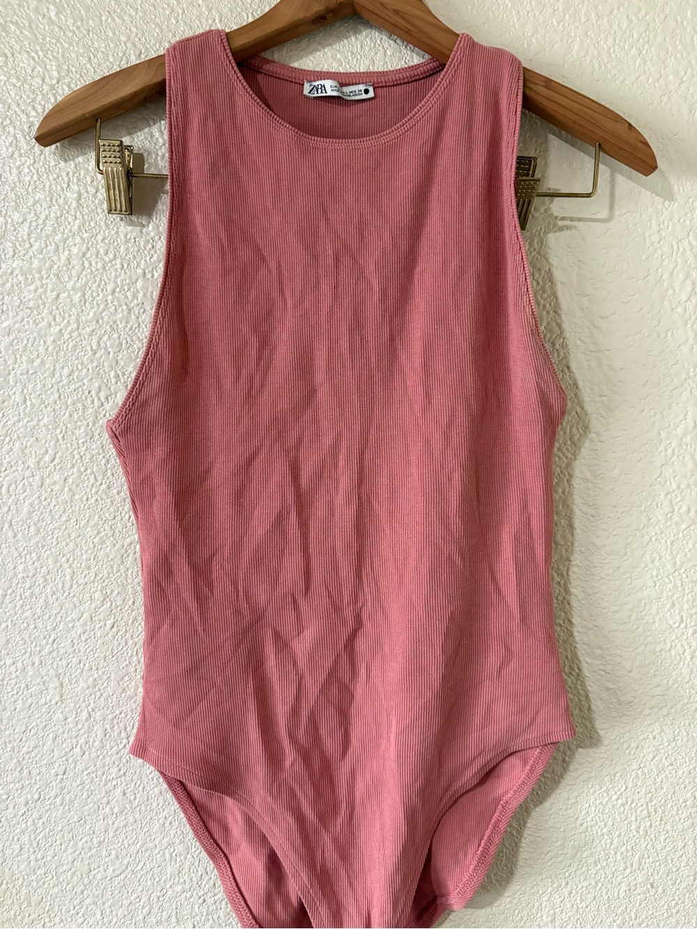 ZARA Dusty Rose Ribbed top - Picture 2 of 2